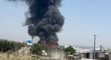 Palet fabrikası alev alev yanıyor