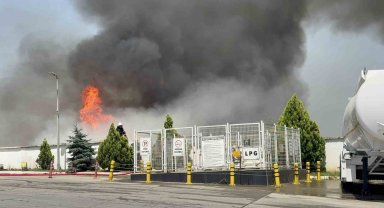 Palet fabrikasındaki yangına müdahale sürüyor