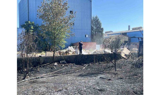 Sanayi sitesinin bahçesinde yangın