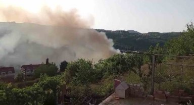 Araçta başlayan yangın ağaçlık alana sıçradı