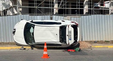 Vince çarparak takla atan otomobilden burnu bile kanamadan çıktı