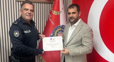 Dilovası Emniyet Müdürü Mustafa Serhat Canbaz'dan İş İnsanı Lokman Kılıç'a Teşekkür Belgesi